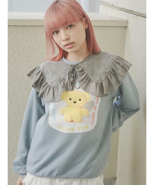 merry jenny（メリージェニー）の「シアーガーゼbigカラー（付け襟・レディース・オフホワイト/チャコールグレー・FREE）」の4枚目の写真