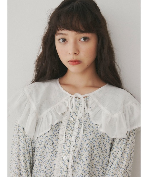 merry jenny（メリージェニー）の「シアーガーゼbigカラー（付け襟・レディース・オフホワイト/チャコールグレー・FREE）」の14枚目の写真