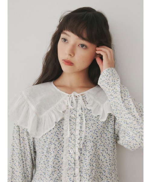 merry jenny（メリージェニー）の「シアーガーゼbigカラー（付け襟・レディース・オフホワイト/チャコールグレー・FREE）」の10枚目の写真