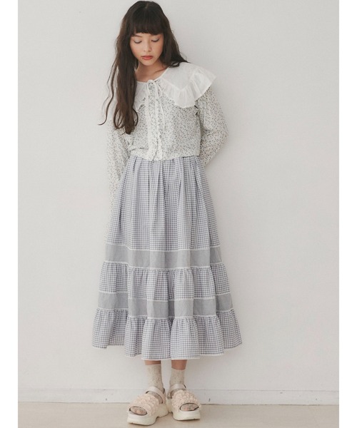 merry jenny（メリージェニー）の「シアーガーゼbigカラー（付け襟・レディース・オフホワイト/チャコールグレー・FREE）」の5枚目の写真