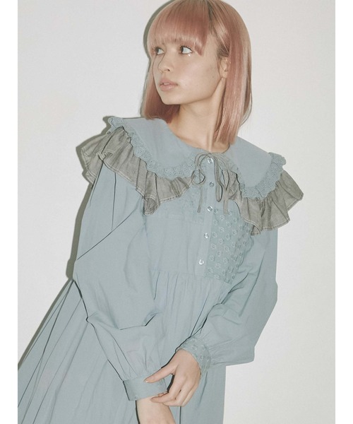 merry jenny（メリージェニー）の「シアーガーゼbigカラー（付け襟・レディース・オフホワイト/チャコールグレー・FREE）」の15枚目の写真