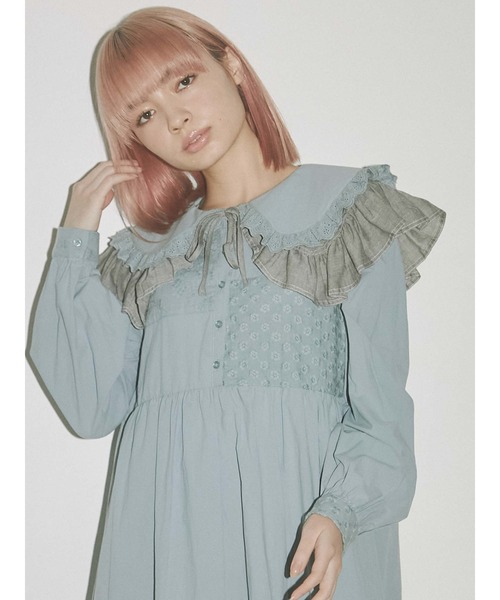 merry jenny（メリージェニー）の「シアーガーゼbigカラー（付け襟・レディース・オフホワイト/チャコールグレー・FREE）」の21枚目の写真