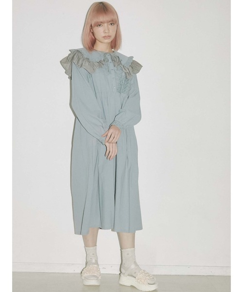 merry jenny（メリージェニー）の「シアーガーゼbigカラー（付け襟・レディース・オフホワイト/チャコールグレー・FREE）」の11枚目の写真