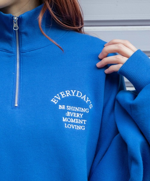 WEGO（ウィゴー）の「WEGO/オーバーサイズハーフジップスウェット（スウェット・レディース・ホワイト/ブルー/オートミール・FREE）」の22枚目の写真