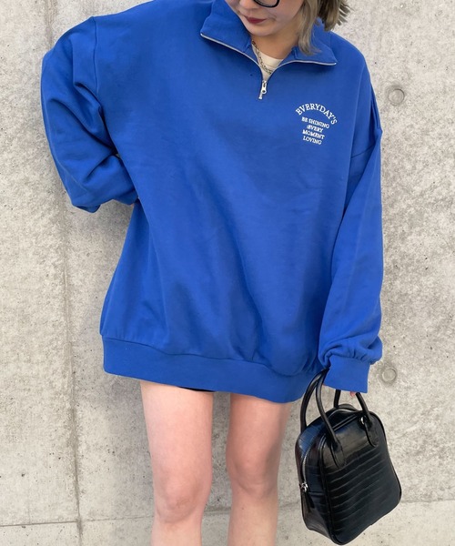 WEGO（ウィゴー）の「WEGO/オーバーサイズハーフジップスウェット（スウェット・レディース・ホワイト/ブルー/オートミール・FREE）」の16枚目の写真