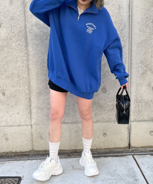 WEGO（ウィゴー）の「WEGO/オーバーサイズハーフジップスウェット（スウェット・レディース・ホワイト/ブルー/オートミール・FREE）」の12枚目の写真