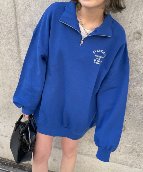 WEGO（ウィゴー）の「WEGO/オーバーサイズハーフジップスウェット（スウェット・レディース・ホワイト/ブルー/オートミール・FREE）」の17枚目の写真