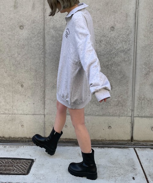 WEGO（ウィゴー）の「WEGO/オーバーサイズハーフジップスウェット（スウェット・レディース・ホワイト/ブルー/オートミール・FREE）」の10枚目の写真