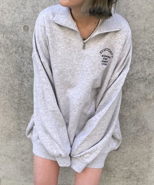 WEGO（ウィゴー）の「WEGO/オーバーサイズハーフジップスウェット（スウェット・レディース・ホワイト/ブルー/オートミール・FREE）」の11枚目の写真