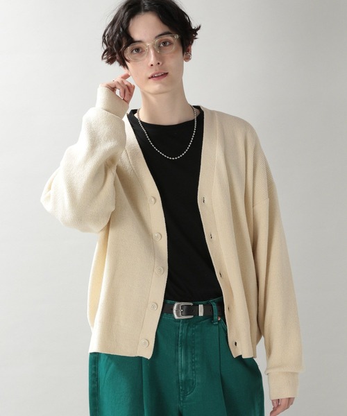 RAGEBLUE(レイジブルー)の「モールニット/ビッグカーディガン/262841(カーディガン/ボレロ・メンズ・アイボリー/スミクロ/ブルー/イエロー・MEDIUM/LARGE)」の2枚目の写真