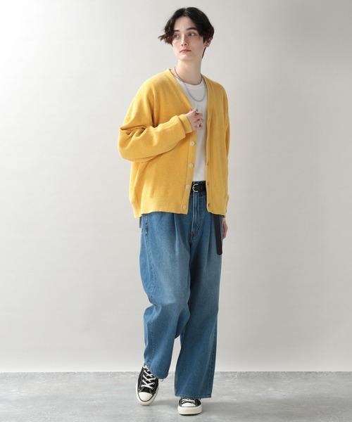 RAGEBLUE(レイジブルー)の「モールニット/ビッグカーディガン/262841(カーディガン/ボレロ・メンズ・アイボリー/スミクロ/ブルー/イエロー・MEDIUM/LARGE)」の7枚目の写真