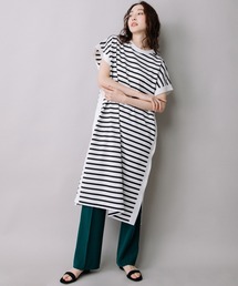 Munich | コットンボーダースリーブレスロングトップス(Tシャツ/カットソー)