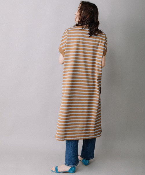 Munich（ミューニック）の「コットンボーダースリーブレスロングトップス（Tシャツ/カットソー・レディース・ホワイト/ネイビー/キャメル・FREE）」の7枚目の写真