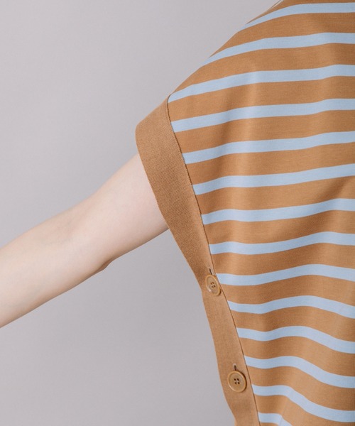 Munich（ミューニック）の「コットンボーダースリーブレスロングトップス（Tシャツ/カットソー・レディース・ホワイト/ネイビー/キャメル・FREE）」の16枚目の写真