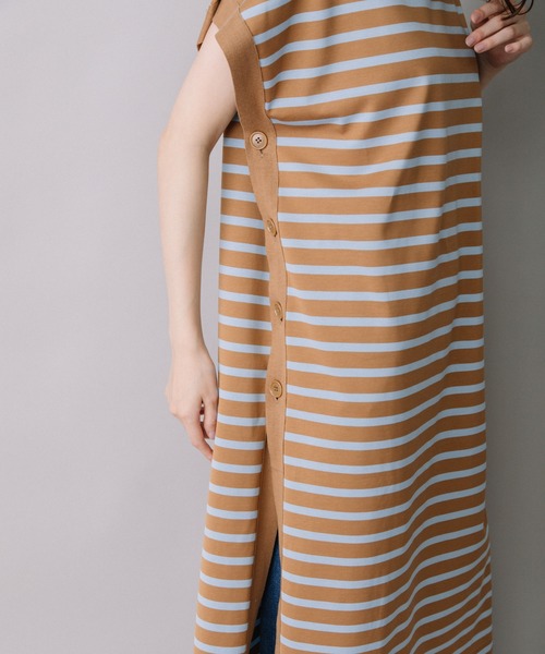 Munich（ミューニック）の「コットンボーダースリーブレスロングトップス（Tシャツ/カットソー・レディース・ホワイト/ネイビー/キャメル・FREE）」の17枚目の写真