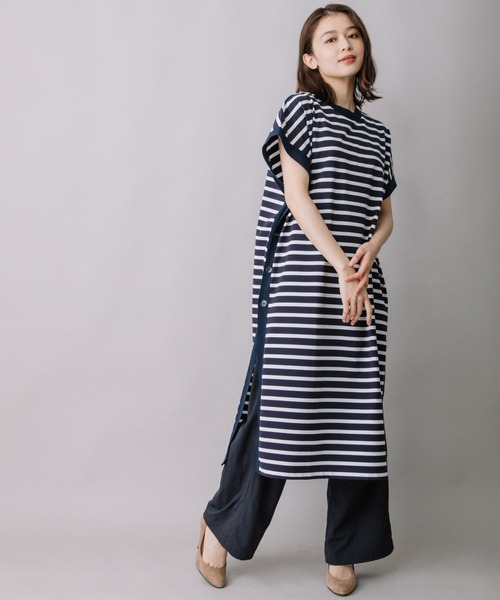 Munich（ミューニック）の「コットンボーダースリーブレスロングトップス（Tシャツ/カットソー・レディース・ホワイト/ネイビー/キャメル・FREE）」の19枚目の写真