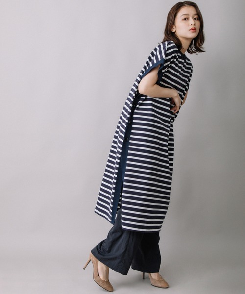 Munich（ミューニック）の「コットンボーダースリーブレスロングトップス（Tシャツ/カットソー・レディース・ホワイト/ネイビー/キャメル・FREE）」の20枚目の写真