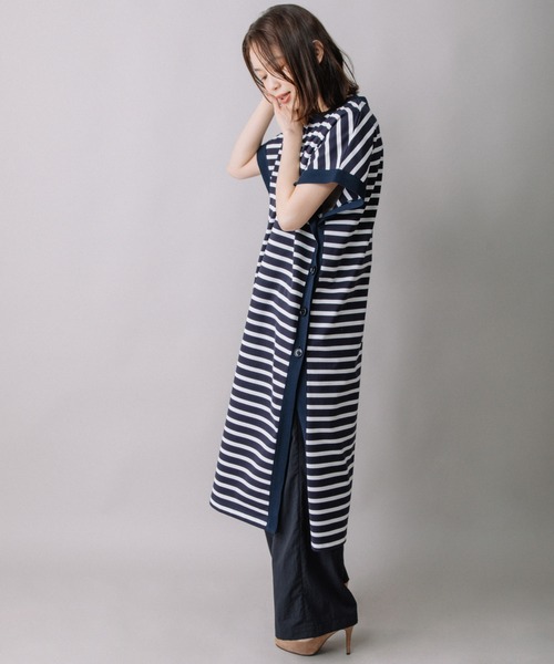 Munich（ミューニック）の「コットンボーダースリーブレスロングトップス（Tシャツ/カットソー・レディース・ホワイト/ネイビー/キャメル・FREE）」の22枚目の写真