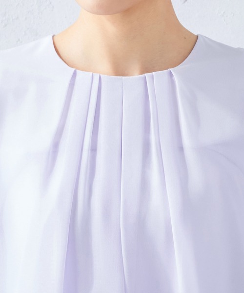 A/C DESIGN BY ALPHA CUBIC(エーシーデザインバイアルファキュービック)の「フロントタックシフォンTブラウス(Tシャツ/カットソー・レディース・ラベンダー/ライトグレー/オフホワイト・L/M)」の11枚目の写真