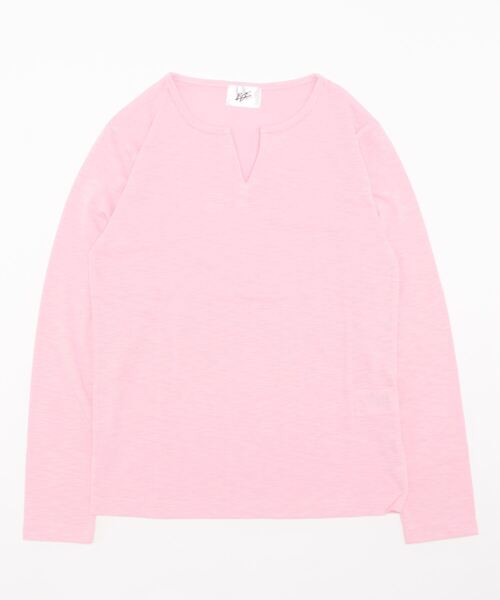 sunny branch(サニーブランチ)の「★Bd★キーネックスラブ天竺カットソー(Tシャツ/カットソー・レディース・ネイビー/ライトピンク/ブラック/カーキ/ホワイト/グレー・LARGE/X-LARGE/MEDIUM)」の6枚目の写真