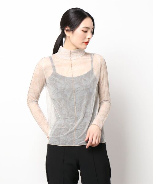 Q（キュー）の「2way 柄シアートップス（Tシャツ/カットソー・レディース・ライトグリーン/アイボリー・MEDIUM）」の9枚目の写真