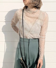 Q | 2way 柄シアートップス(Tシャツ/カットソー)