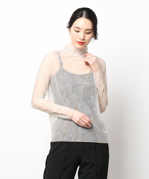 Q（キュー）の「2way 柄シアートップス（Tシャツ/カットソー・レディース・ライトグリーン/アイボリー・MEDIUM）」の6枚目の写真