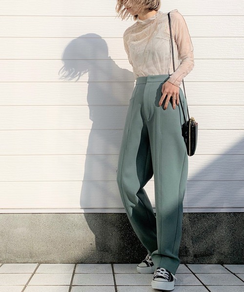 Q（キュー）の「2way 柄シアートップス（Tシャツ/カットソー・レディース・ライトグリーン/アイボリー・MEDIUM）」の5枚目の写真