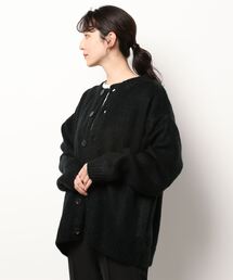 /Bling leads/5ゲージモヘアタッチ ビッグ クルーネックカーディガン