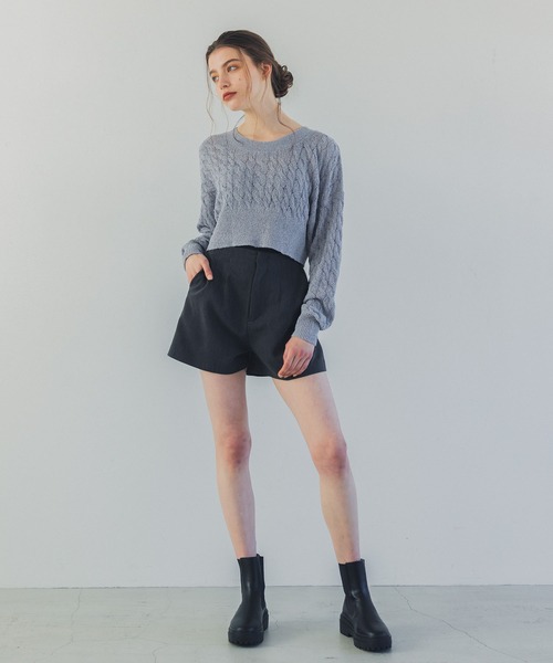 pichud(ピチュダ)の「フレアショートパンツ /ウォッシャブル(その他パンツ・レディース・ブラウン/グレー・M/L)」の5枚目の写真