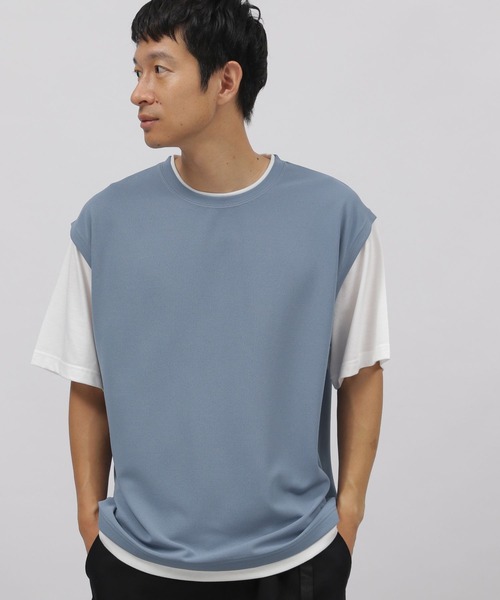 LAKOLE(ラコレ)の「梨地ベストレイヤードTシャツ / 269717(Tシャツ/カットソー・メンズ・ライトグレー/ブラック/グリーン/ブラウン系その他/ブルー/グレー/サックスブルー・MEDIUM/LARGE/X-LARGE)」の6枚目の写真