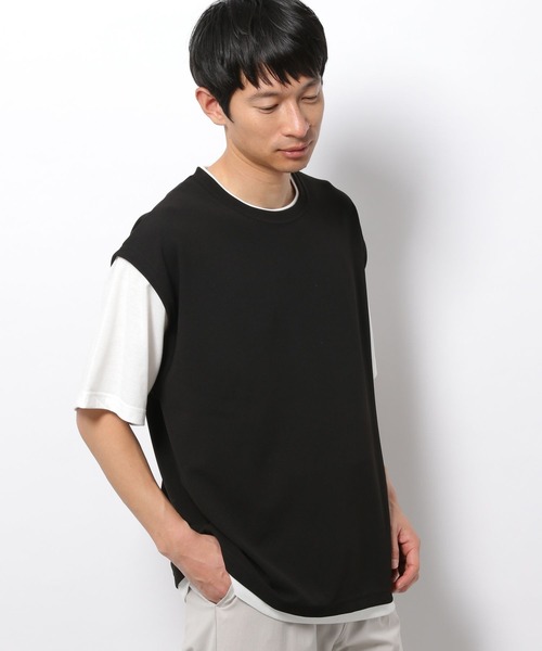 LAKOLE(ラコレ)の「梨地ベストレイヤードTシャツ / 269717(Tシャツ/カットソー・メンズ・ライトグレー/ブラック/グリーン/ブラウン系その他/ブルー/グレー/サックスブルー・MEDIUM/LARGE/X-LARGE)」の2枚目の写真