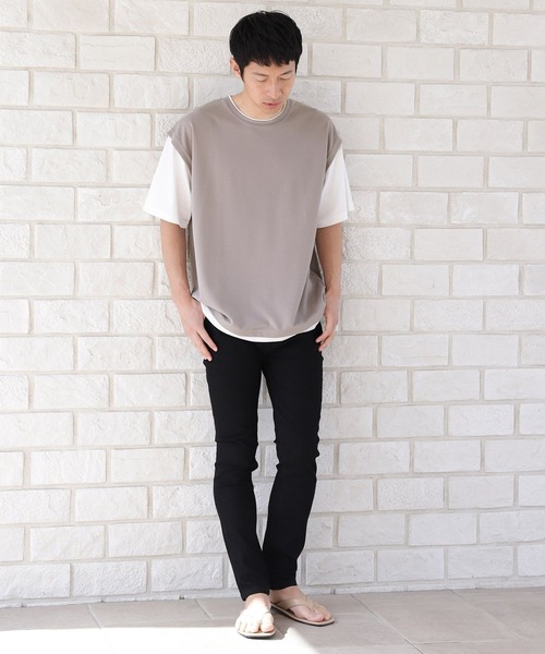 LAKOLE(ラコレ)の「梨地ベストレイヤードTシャツ / 269717(Tシャツ/カットソー・メンズ・ライトグレー/ブラック/グリーン/ブラウン系その他/ブルー/グレー/サックスブルー・MEDIUM/LARGE/X-LARGE)」の14枚目の写真