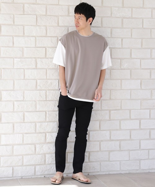 LAKOLE(ラコレ)の「梨地ベストレイヤードTシャツ / 269717(Tシャツ/カットソー・メンズ・ライトグレー/ブラック/グリーン/ブラウン系その他/ブルー/グレー/サックスブルー・MEDIUM/LARGE/X-LARGE)」の18枚目の写真