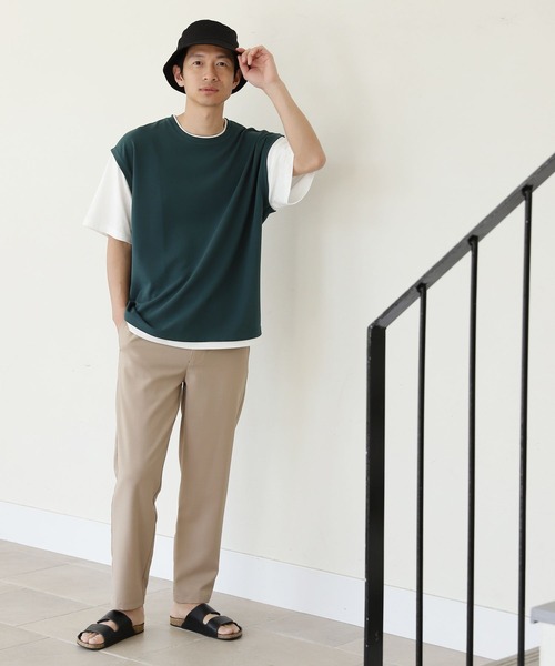 LAKOLE(ラコレ)の「梨地ベストレイヤードTシャツ / 269717(Tシャツ/カットソー・メンズ・ライトグレー/ブラック/グリーン/ブラウン系その他/ブルー/グレー/サックスブルー・MEDIUM/LARGE/X-LARGE)」の8枚目の写真