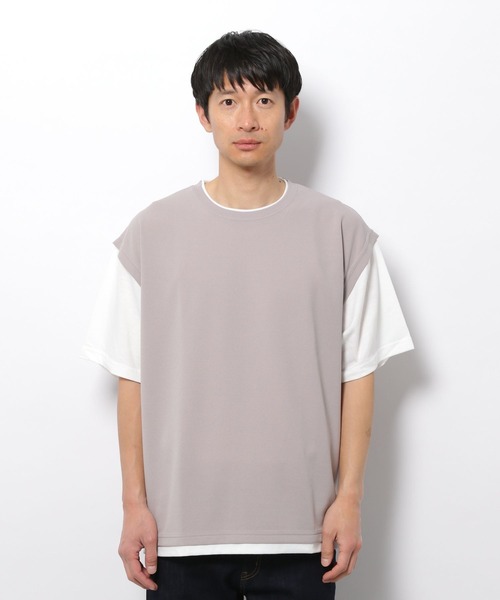 LAKOLE(ラコレ)の「梨地ベストレイヤードTシャツ / 269717(Tシャツ/カットソー・メンズ・ライトグレー/ブラック/グリーン/ブラウン系その他/ブルー/グレー/サックスブルー・MEDIUM/LARGE/X-LARGE)」の16枚目の写真