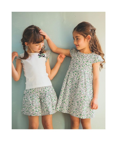 BeBe(ベベ)の「BeBe/カバリエレ・アズーロポピーフラワープリントリボンTシャツ(90~150cm)(Tシャツ/カットソー・キッズ・ホワイト・120/150/100/130/110/140/90)」の3枚目の写真