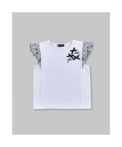 BeBe(ベベ)の「BeBe/カバリエレ・アズーロポピーフラワープリントリボンTシャツ(90~150cm)(Tシャツ/カットソー・キッズ・ホワイト・120/150/100/130/110/140/90)」の2枚目の写真
