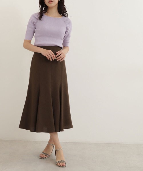 NATURAL BEAUTY BASIC（ナチュラルビューティーベーシック）の「リネンタッチマーメイドスカート（スカート・レディース・グレイッシュベージュ/ブラウン/オレンジ・SMALL/MEDIUM）」の7枚目の写真
