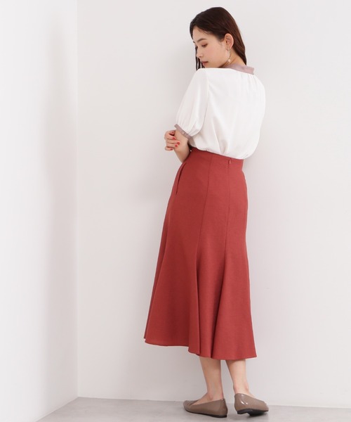 NATURAL BEAUTY BASIC（ナチュラルビューティーベーシック）の「リネンタッチマーメイドスカート（スカート・レディース・グレイッシュベージュ/ブラウン/オレンジ・SMALL/MEDIUM）」の4枚目の写真
