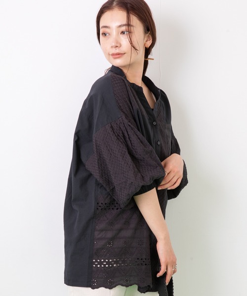 LAVEANGE(ラビアンジェ)の「レースパッチワークブラウス(シャツ/ブラウス・レディース・ブラック/オフホワイト・LL/3L/4L/5L/M)」の16枚目の写真
