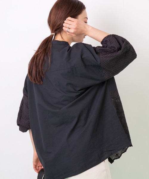 LAVEANGE(ラビアンジェ)の「レースパッチワークブラウス(シャツ/ブラウス・レディース・ブラック/オフホワイト・LL/3L/4L/5L/M)」の17枚目の写真