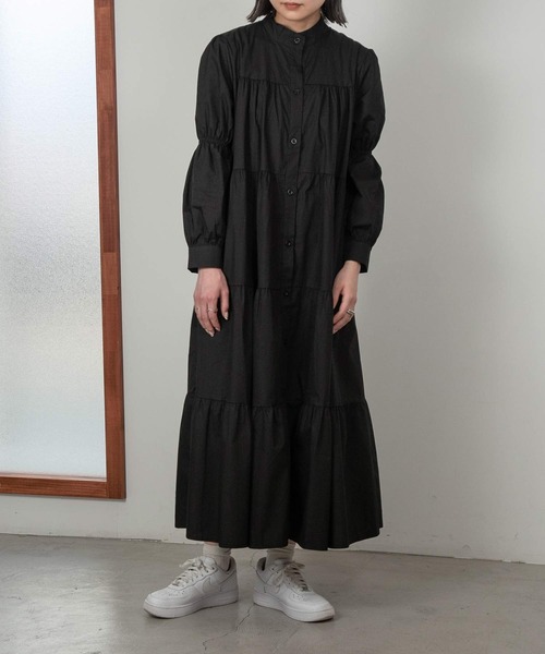 lawgy(ラウジー)の「tiered long shirt op(ワンピース・レディース・ホワイト/ブラック・FREE)」の7枚目の写真