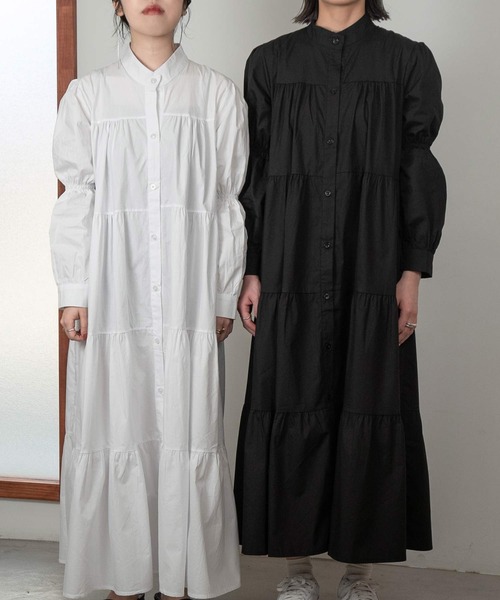 lawgy(ラウジー)の「tiered long shirt op(ワンピース・レディース・ホワイト/ブラック・FREE)」の3枚目の写真