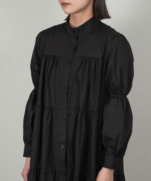lawgy(ラウジー)の「tiered long shirt op(ワンピース・レディース・ホワイト/ブラック・FREE)」の8枚目の写真