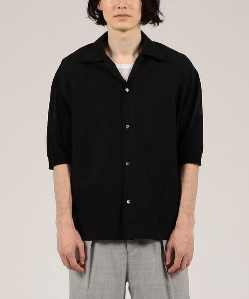 新品タグ付◆ BLACK かぐれ リネンラミーオープンカラーシャツ 新品タグ付◇ BLACK かぐれ リネンラミーオープンカラーシャツ