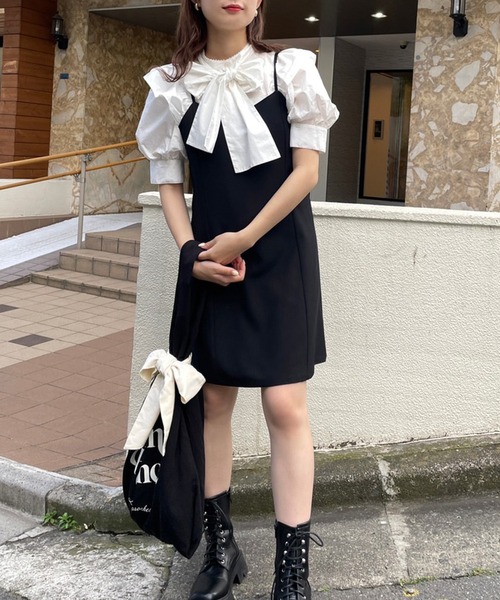 one after another NICE CLAUP（ワンアフターアナザーナイスクラップ）の「ビッグリボントートバッグ（トートバッグ・レディース・アイボリー/ブラック・FREE）」の10枚目の写真