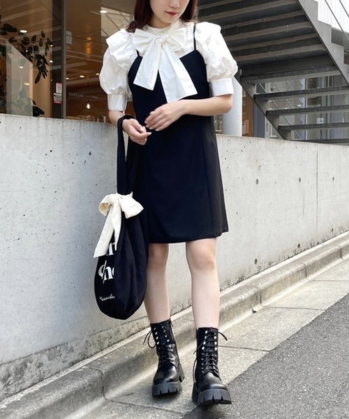 one after another NICE CLAUP（ワンアフターアナザーナイスクラップ）の「ビッグリボントートバッグ（トートバッグ・レディース・アイボリー/ブラック・FREE）」の21枚目の写真