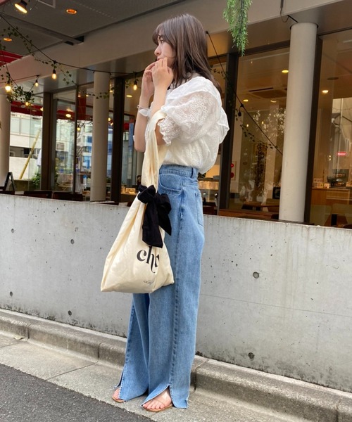 one after another NICE CLAUP（ワンアフターアナザーナイスクラップ）の「ビッグリボントートバッグ（トートバッグ・レディース・アイボリー/ブラック・FREE）」の20枚目の写真