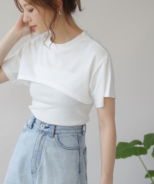 frames RAY CASSIN（フレームスレイカズン）の「WEB限定 クロップドトップス＋キャミセット（Tシャツ/カットソー・レディース・ブラック/オフホワイト・FREE）」の11枚目の写真